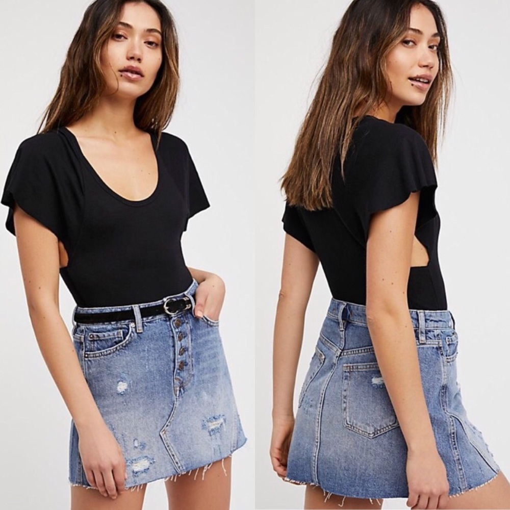 NWT Free People Denim A-Line Mini Skirt Size 27